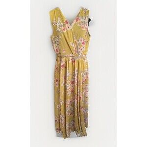 Alexa B Nites Floral Maxi Dress Sleeveless Rhinestone Waist Sheer Flowing Size14
